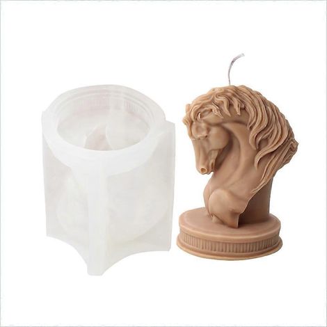 Moule en silicone pour bougie, buste de cheval, sculpture équestre, figurine d'art, poney. (1/5)