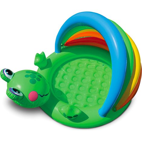 Piscina Gonfiabile per Bambini Piscina Froggy 114x99x69 cm Fondo Gonfiabile e Parasole Verde (1/2)