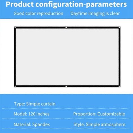 Écran de projection pour home cinéma blanc pliable anti-UV (72 pouces) (1/5)