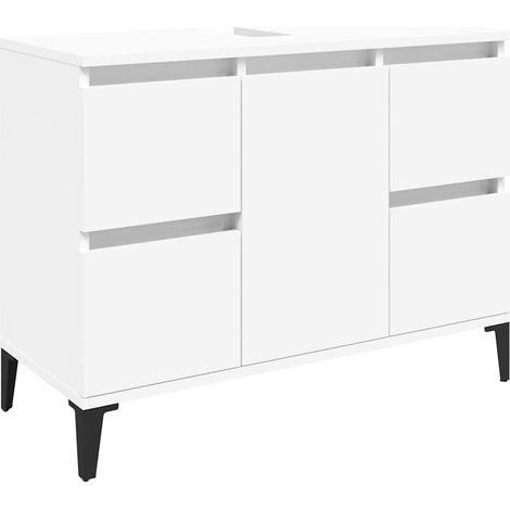 Maison Exclusive - Waschbeckenunterschrank Weiß 80x33x60 cm Holzw (1/5)