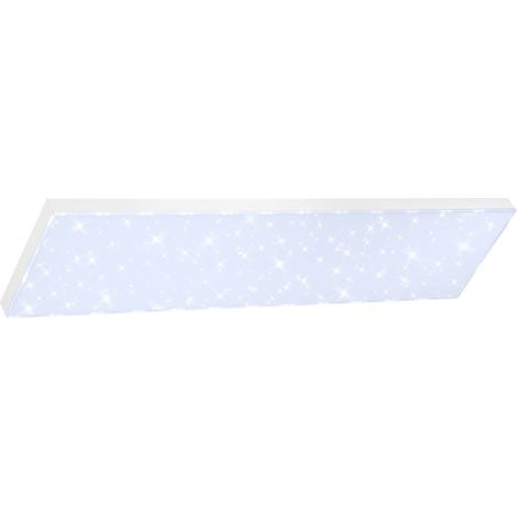 Panneau LED, plafonnier à gradation, plafonnier avec bord lumineux, décor étoilé, contrôle de la température de couleur, 24 Watts, 2 400 lumens, blanc, 1000x250x69mm (Lxlxh) (1/4)