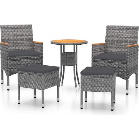 Maison Exclusive - 5-tlg. Garten-Lounge-Set Poly Rattan Grau (1/5)
