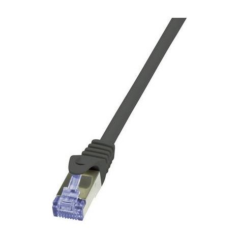 LogiLink CQ3023S RJ45 Câble réseau, câble patch CAT 6a S/FTP 0.50 m noir ignifuge, avec cliquet d'en (1/2)