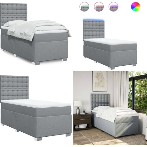 Boxspringbett mit Matratze Hellgrau 90x200 cm Stoff - Boxspringbett - Doppelbett - Bettenrahmen - Lattenrost - Matratze - Home & Living