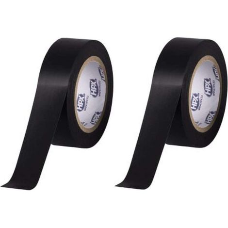 2x Ruban adhésif isolant PVC 19mm x 10m pour fils électriques tension de rupture 6000V Scotch Electricité Résistant Protection, noir (1/2)
