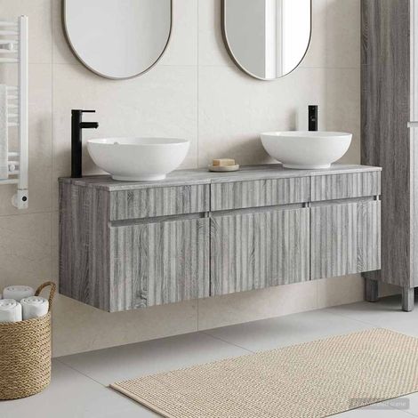 vidaXL Juego de Muebles de Baño 3 uds. Sonoma gris 49 x 44,5 x 66,5 cm (1/5)