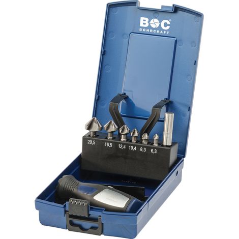 Juego de avellanadores HSS hex. 1/4", caja ABS KSB6-K // 6,3-20,5 / 8uds.  Bohrcraft 17051330006