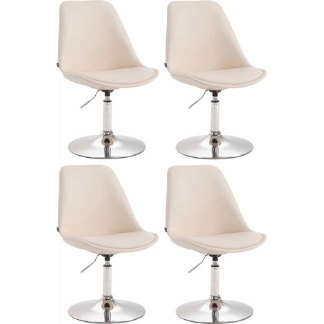 Juego de 4 sillas de comedor giratorias regulables en altura en PVC color crema y patas de metal cromado 100001813 (1/4)