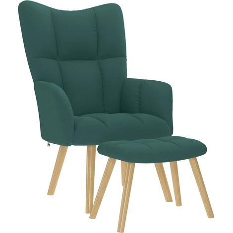 Sillón de relax con taburete tela verde oscuro