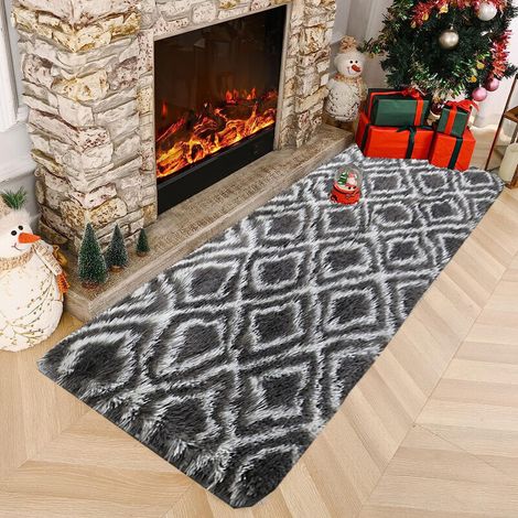 Tapis de course duveteux ,50 x 160cm Petit tapis en Peluche Fibre de Polypropylène Souple Tapis Antidérapante,pour Salon, Chambre à Coucher, Filles, garçons