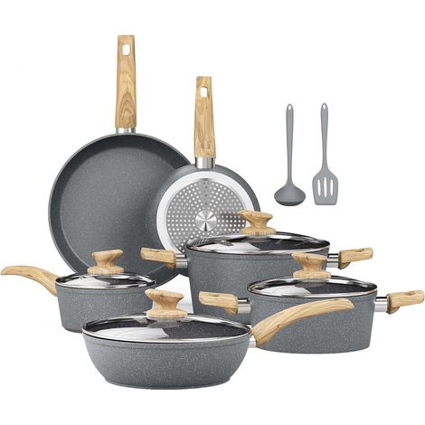 12 Piece Induction Cookware Set, Non-Stick Pans and Saucepans Set with Lids (1/5)