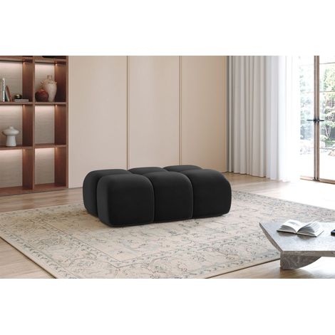 Polsterhocker Designerhocker DARCY 128x85 cm in Stoff Salvador Schwarz (1/2)