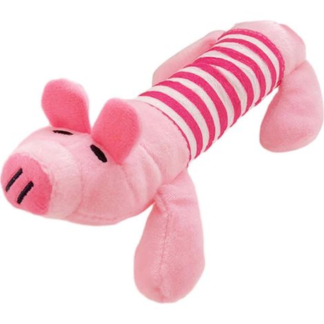 Peluche Animal Jouet pour chien – sonore et mignon Stuffed – pour chiots Biting et Tug-of-War avec Pig/Duck/Elephant design – Rose (1/5)