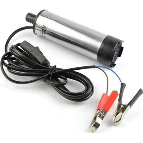 12V 3,8cm 12L/min Edelstahl-Tauchpumpe zum Befüllen mit Wasser und Kerosin (8500 U/min, Silber)