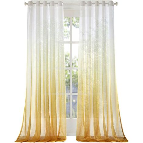 Rideau Dégradé Translucide - Tissu Mélange Lin et Rayon - Panneau Unique pour Décoration de Fenêtre