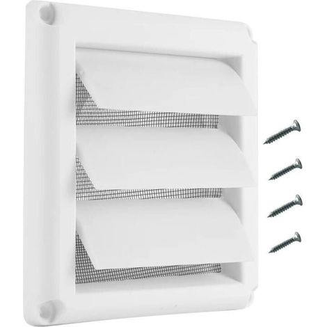 Hotte de ventilation blanche de 150 mm avec moustiquaire intégrée et bride, blanche, grille de ventilation (1/4)
