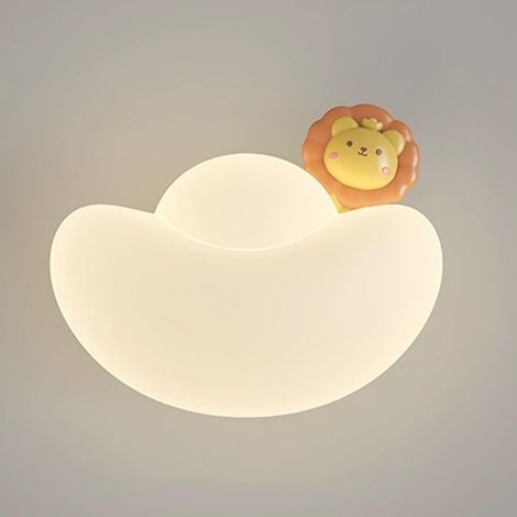 Luminaire mural lion de dessin animé, applique murale de chevet en métal avec abat-jour en acrylique, applique murale LED moderne - 18W - 3 modes de couleur, appliques murales d’éclairage décoratif po (1/5)