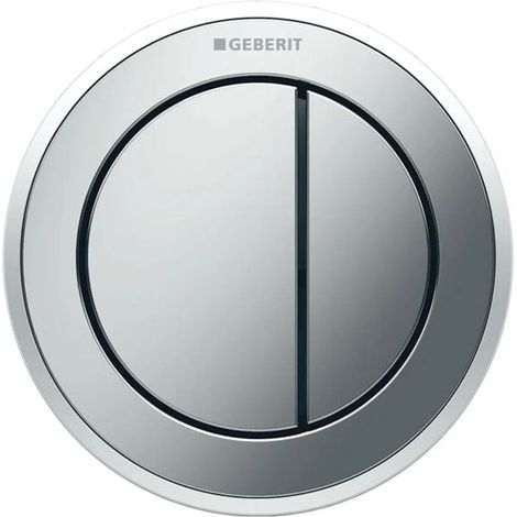 Geberit Type 10 pneumatic dual flush plate button for concealed cistern – Round chrome finish – 100mm height – 100mm width – 6mm depth (1/3)