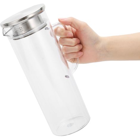 1100 ml Kaltwasserflasche, transparenter Kaltwasserkrug/Saftkrug mit Deckel für den Heimgebrauch, Edelstahldeckel (1/5)