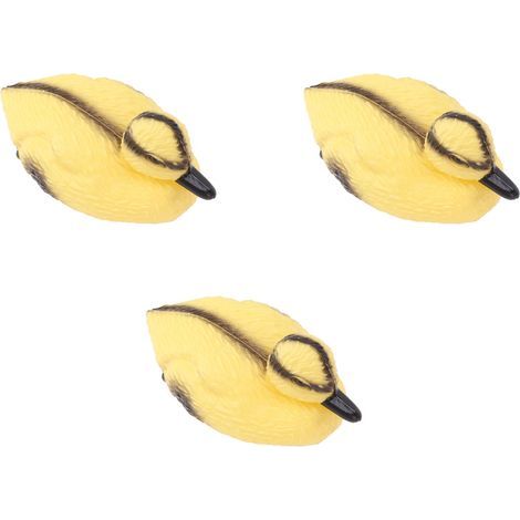 Lot de 3 canetons jaunes flottants réalistes en plastique. décoration pour bassin. étang de pêche ou jardin. style A. 11.5 x 6.5 cm