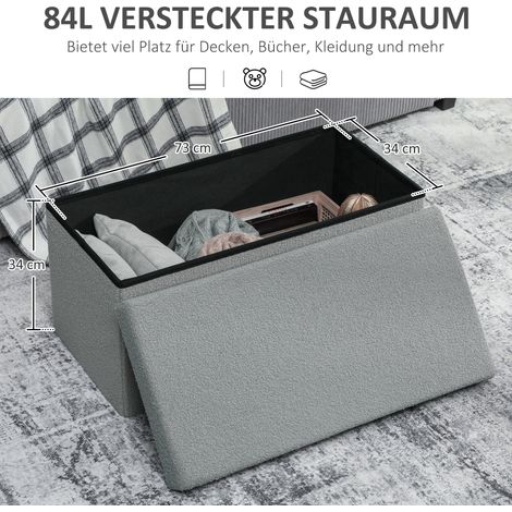 Pouf coffre rembourré, banquette avec espace de stockage et couvercle pour séjour, chambre, couloir, gris anthracite (1/4)
