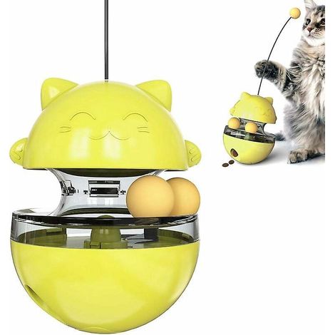 (jaune) Jouets Pour Chat 4 En 1, Boules Interactives Pour Chat Avec Doubles Boules, Jouets Interactifs Pour Chat, Distributeur De Nourriture Pour (1/5)