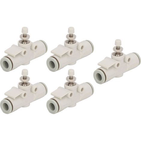 Lot de 5 vannes d'étranglement pour tuyaux en PVC résistant à la pression, raccords droits de contrôle du débit d'air pour tubes de 6 mm de diamètre extérieur. (1/5)
