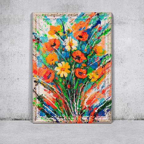 Gemälde Wärme der Blütenblätter Rahmen Weiß 120x80 cm (1/5)
