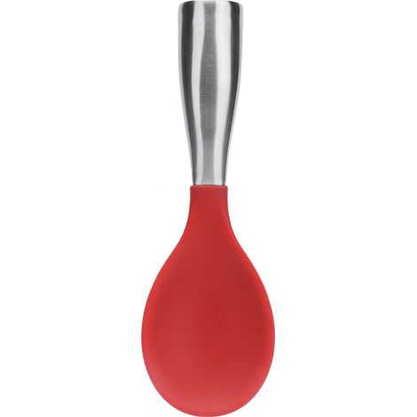 Cuillère à Riz en Silicone avec Manche en Acier Inoxydable, Anti-Adhésive et Stable pour Maison et Restaurant
