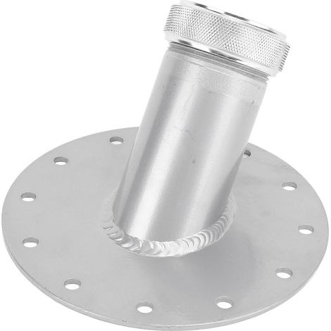 Goulot de remplissage de réservoir de carburant à 45 degrés avec base en acier à 12 boulons et bouchon en aluminium, diamètre intérieur de 1,5 pouce, couleur argent (1/5)