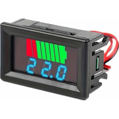 Moniteur de batterie, voltmètre de batterie 2 en 1 12 V, 24 V, 36 V, 48 V, 60 V, 72 V, testeur de capacité de batterie numérique LED pour golf [jkw] (1/5)