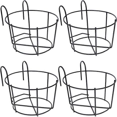 Quatre supports suspendus pour pots de fleurs avec rambardes, compatibles avec les plantes grasses, supports pour plantes en fer forgé (1/5)