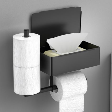 Wandmontierter Toilettenpapierhalter aus Edelstahl mit integriertem Feuchttuchspender für das Badezimmer. (1/5)