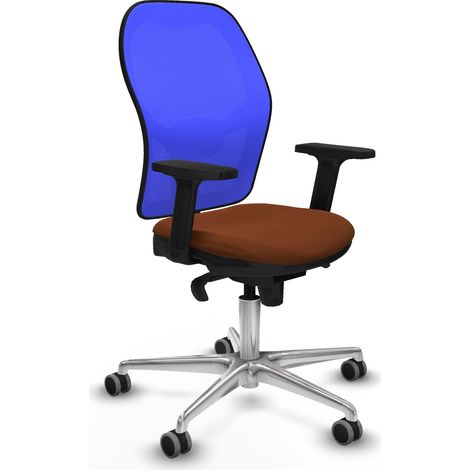 Jorquera sincro malla azul similpiel marrón brazos 2D base aluminio ruedas 65mm engomada (1/5)