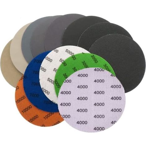Disque de Papier Abrasif - Noname - 125 mm - 25 Pcs - Grain 3000 à 10000 - Humide et Sec (1/4)