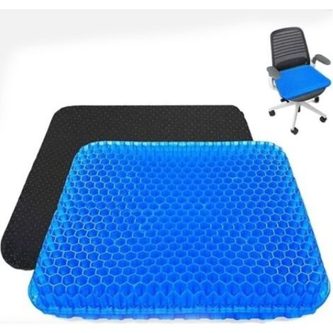Coussin de chaise, Coussin de Gel Respirant, Coussin Anti Escarres, Soulage la Pression sur Le Orthopédique avec Housse Antidérapant pour Voiture/Bureau/Maison/Fauteuil Roulant Taille42x36x3,5cm(bleu) (1/5)