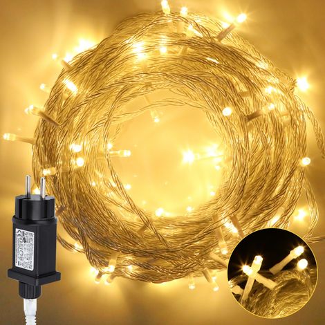TolleTour Catena luminosa LED 200 m 1000 LED bianco caldo, 8 modalità, memoria, cavo 5 m, IP44, cavo bianco, per Natale, giardino, terrazza, feste e decorazione (1/5)