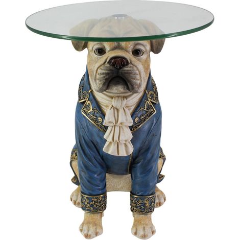 Beistelltisch Bulldogge aus Kunstharz mit Glasplatte 46 cm (1/5)