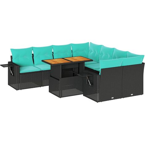 Maison Exclusive - 9-tlg. Garten-Sofagarnitur mit Kissen Schwarz (1/5)