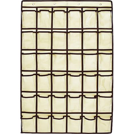 Au-dessus de la porte organisateur téléphone portable suspendu classe tableau de poche mur porte placard suspendu organisateur sac de rangement en tissu durable (36 poches,café) (1/4)