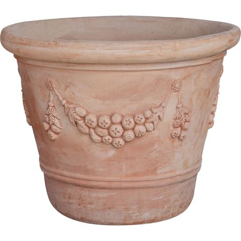 Vase aus 100 % emaillierter Terrakotta für den Außenbereich. Hergestellt in Italien, vollständig handgefertigt