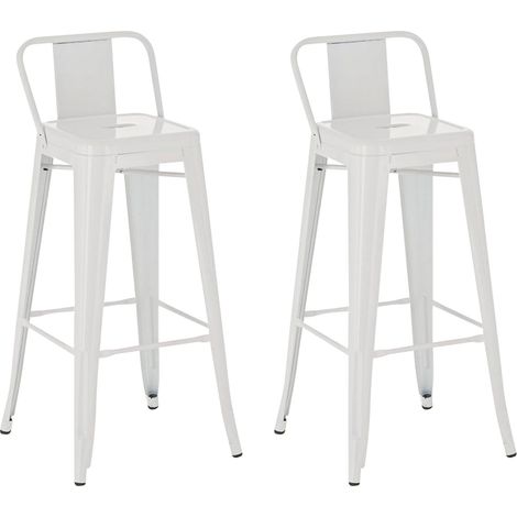 Set di 2 sgabelli da bar industriali in metallo con poggiapiedi colore bianco TDB10143