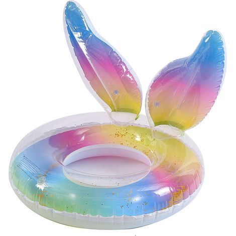 Anneau rose vif queue de sirène adulte anneau de natation vent filet rouge dégradé couleur anneau de natation bouée de sauvetage translucide 1 pièce, anneau de natation, couleur diamètre 70cm (1/4)