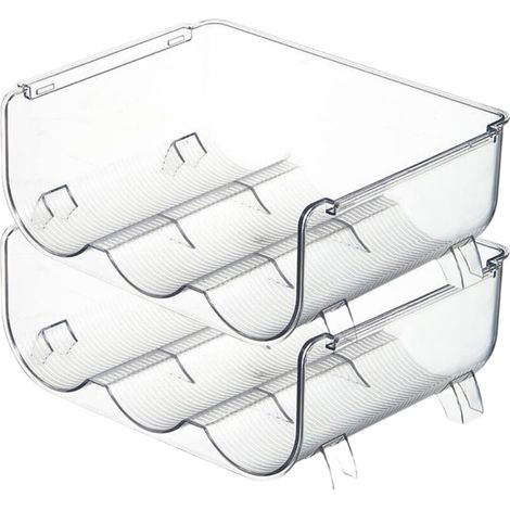 Water Bottle Storage Organizer 2 Pack Stackable Kitchen Organizer and Organization Plastic Bottle Holder for Cabinet, 3 Bottles