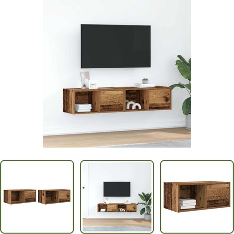 Armoire tv -  Meubles TV 2 pcs vieux bois 60x31x25,5 cm bois d'ingénierie (1/5)