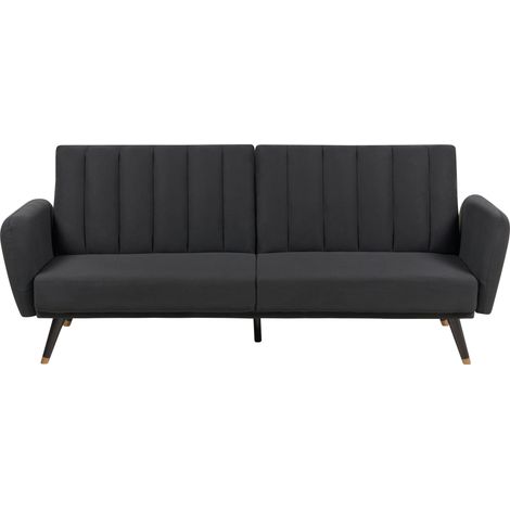 Sofá cama de tela tapizado convertible reclinable panel de respaldo acolchado negro Vimmerby