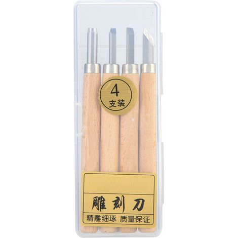 Lot couteau à sculpter blanc acier 4 pièces pour gravure sur bois, outil pour tampon en caoutchouc (lot n°4) (1/5)