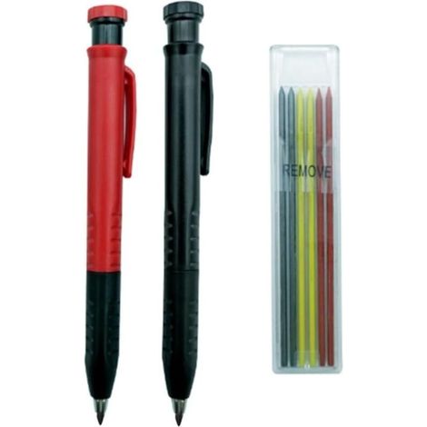 Crayons de Menuisier mécaniques, Crayons à Bois Solides à Trous Profonds, Crayon de Construction avec Taille-Crayon intégré /432(Red Pencil)
