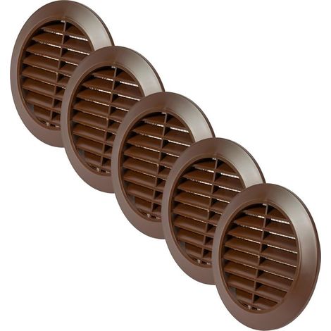 5er-Set – Lüftungsgitter – Lüftungsabdeckung – Integriertes Insektenschutzgitter – Für Bad und Büro – Braun – 10,6 x 10,6 cm (1/5)