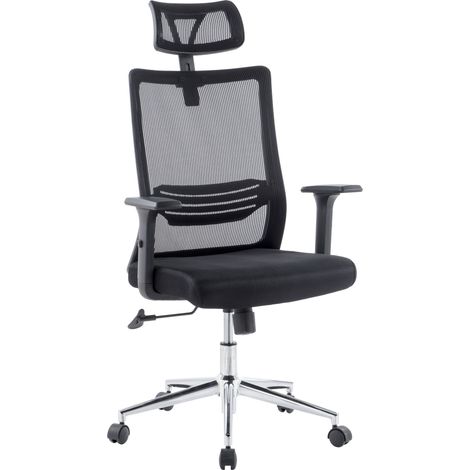 Techly Sedia per Ufficio con Schienale Alto Poggiatesta e Base Cromata Nero (1/3)